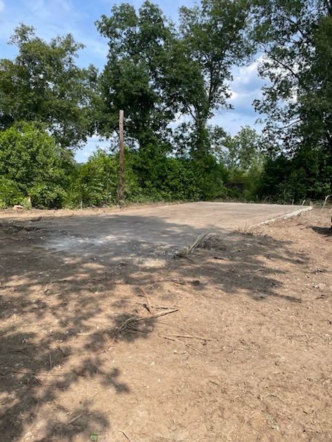 Concrete pad preserved after block building demolition in Windsor SC