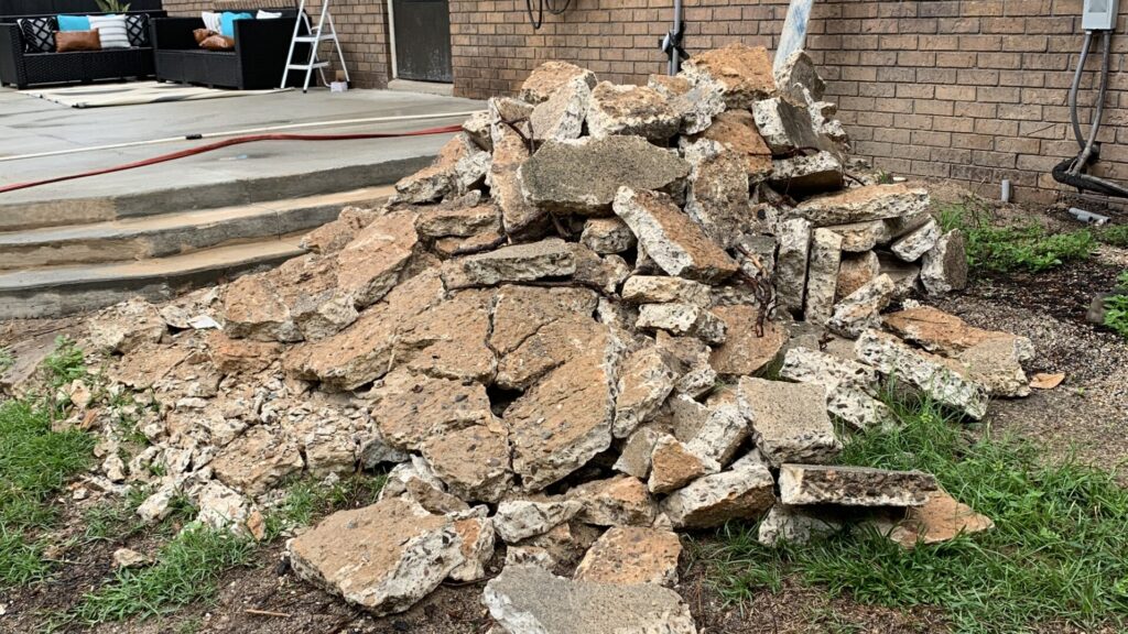 Broken concrete pieces from a concrete removal project in Aiken SC
