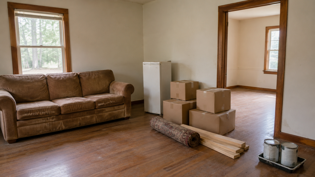 Remaining household contents documented before house demolition in Aiken SC